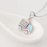 925 Silver Little Truck Charm Pendant with CZ for Bracelets