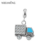 925 Silver Little Truck Charm Pendant with CZ for Bracelets