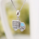 925 Silver Little Truck Charm Pendant with CZ for Bracelets