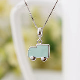 925 Silver Little Truck Charm Pendant with CZ for Bracelets