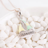 925 Silver Sailboat CZ Pendant Enamel Charms for Bracelets