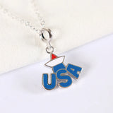 925 Silver America Pendant Charm Enamel for Bracelets