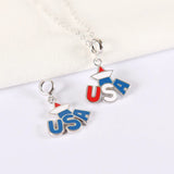 925 Silver America Pendant Charm Enamel for Bracelets