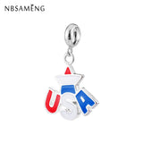 925 Silver America Pendant Charm Enamel for Bracelets