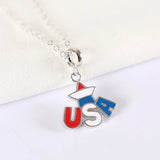 925 Silver America Pendant Charm Enamel for Bracelets