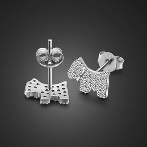 925 Silver Dog Stud Earrings Women Girls Minimalist Jewelry