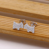 925 Silver Dog Stud Earrings Women Girls Minimalist Jewelry