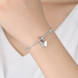 925 Silver Charm Fluttering Butterflies Dangle Pendant Crystal