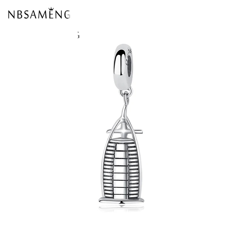 925 Silver Dubai Burj Al Arab Charm Bead for Bracelets