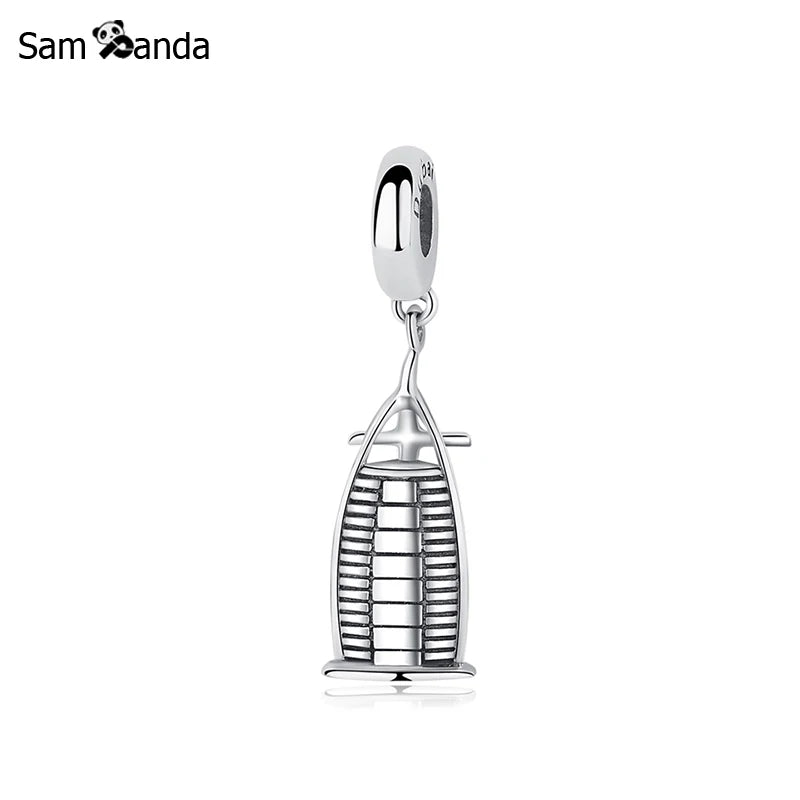 925 Silver Dubai Burj Al Arab Dangle Charm for Bracelets