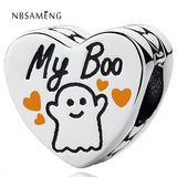 925 Sterling Silver Clear My Boo Heart Beads for Bracelet DIY