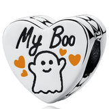 925 Sterling Silver Clear My Boo Heart Beads for Bracelet DIY