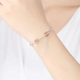 925 Sterling Silver Rose Safety Chain Charm Beads Fits Bracelets