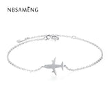 925 Silver Aircraft Airplane Travel Bracelet Women Jewelry