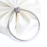 925 Silver Pink Rose Red Moment Heart Bracelet for European Charm Bracelets