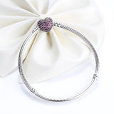 925 Silver Pink Rose Red Moment Heart Bracelet for European Charm Bracelets