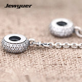 Autumn Silver Pave Safety Chain Charm Bracelet
