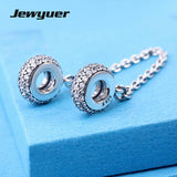Autumn Silver Pave Safety Chain Charm Bracelet