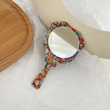 Autumn Winter Retro Handheld Makeup Mirror Sweet Style Acetate Small Mirror