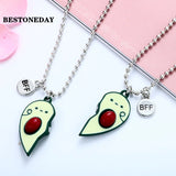Avocado Heart BFF Necklace Set for Kids Girl Women