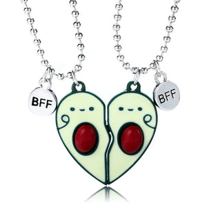 Avocado Heart BFF Necklace Set for Kids Girl Women