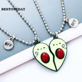 Avocado Heart BFF Necklace Set for Kids Girl Women