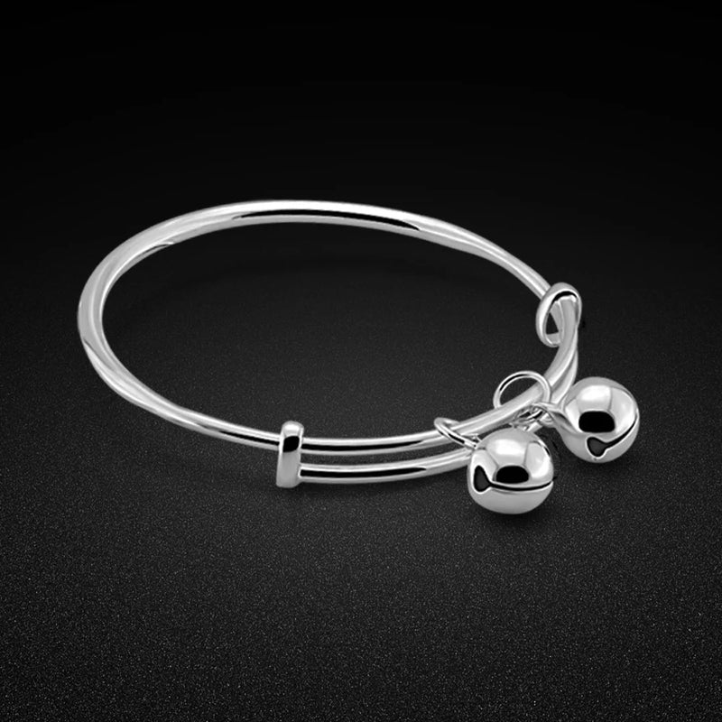 Baby 925 Silver Bell Pendant Bracelet Solid Silver Child Jewelry Birthday Gift