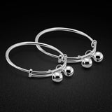 Baby 925 Silver Bell Pendant Bracelet Solid Silver Child Jewelry Birthday Gift