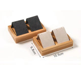 Beige Velvet Bamboo Jewelry Tray Beads Organizer Box Wedding Earring Holder