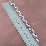 Red Zirconia 925 Silver Women's Link Chain Bracelet