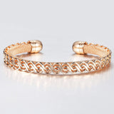 Women's 585 Rose Gold Bangle Bracelet - Twisted Carved Braided Jewelry