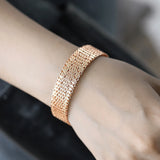 Women's 585 Rose Gold Bangle Bracelet - Twisted Carved Braided Jewelry