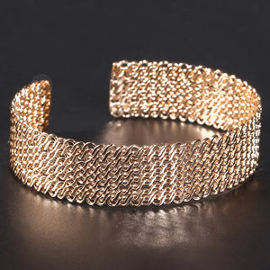 Women's 585 Rose Gold Bangle Bracelet - Twisted Carved Braided Jewelry