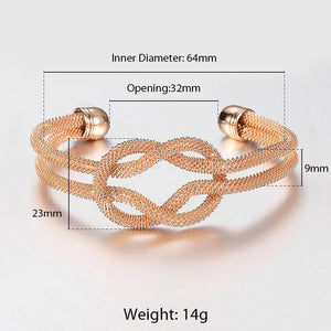 Women's 585 Rose Gold Bangle Bracelet - Twisted Carved Braided Jewelry