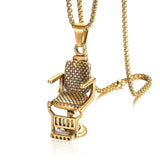 Barber Shop Chair Men's Pendant Necklace Two-Tone Punk Chain