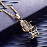 Barber Shop Chair Men's Pendant Necklace Two-Tone Punk Chain