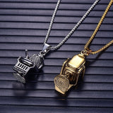 Barber Shop Chair Men's Pendant Necklace Two-Tone Punk Chain