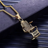 Barber Shop Chair Men's Pendant Necklace Two-Tone Punk Chain
