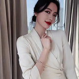 Baroque Fresh Water Pink Pearls Charm Bracelet for Women Lady Chaoren Korea