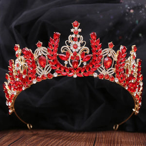 Green Crystal Bride Crown Bridal Tiaras Wedding Jewelry