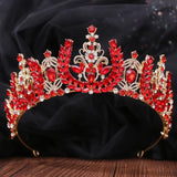 Green Crystal Bride Crown Bridal Tiaras Wedding Jewelry