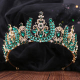 Green Crystal Bride Crown Bridal Tiaras Wedding Jewelry