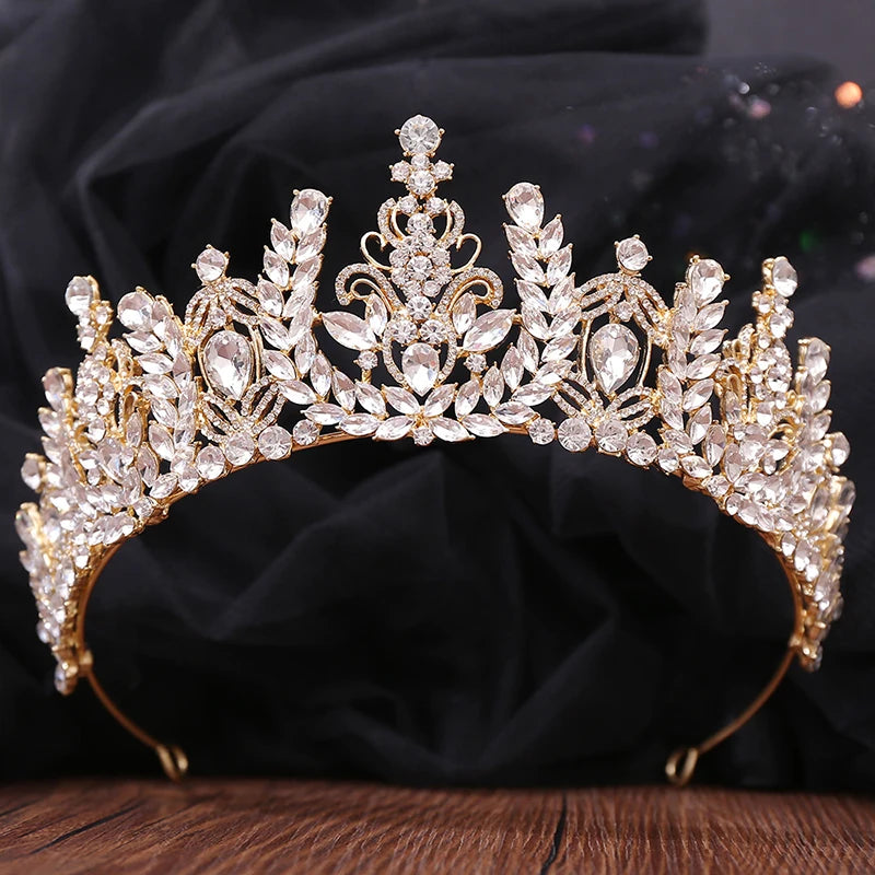 Green Crystal Bride Crown Bridal Tiaras Wedding Jewelry