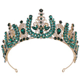 Green Crystal Bride Crown Bridal Tiaras Wedding Jewelry