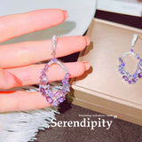 Baroque Purple Zircon Water Drop Earrings 925 Stamp