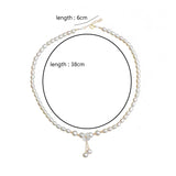 Baroque Pearl Choker Necklace with Flower Shell Pendant