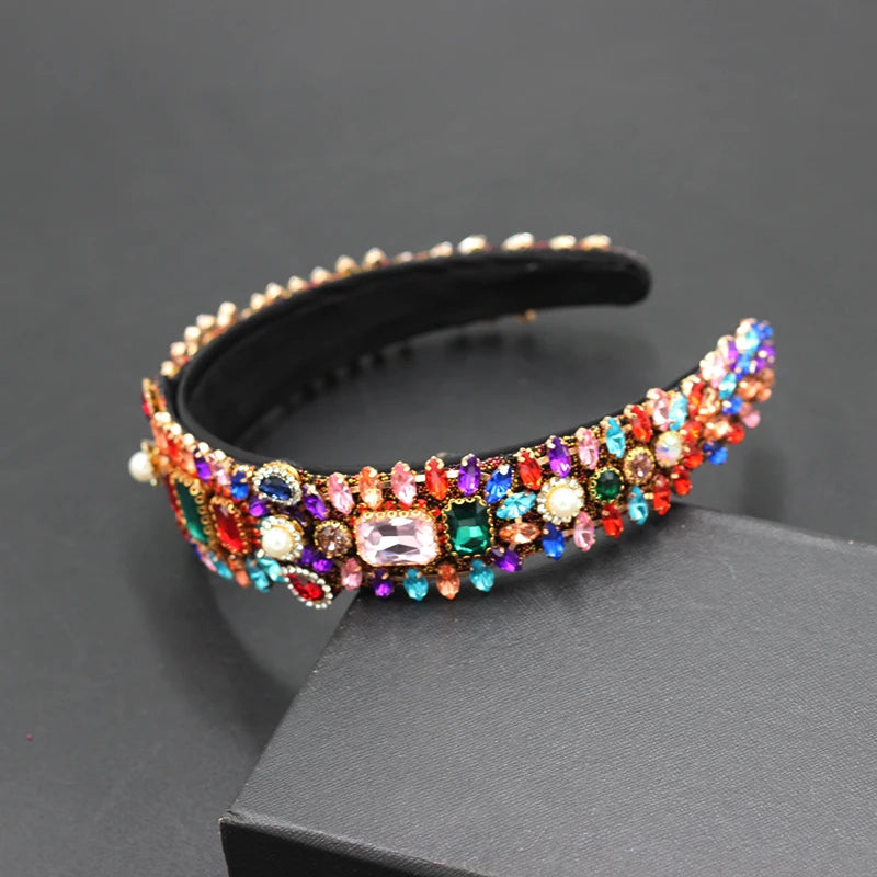Baroque Pearl Rhinestone Headband for Prom Travel Gift