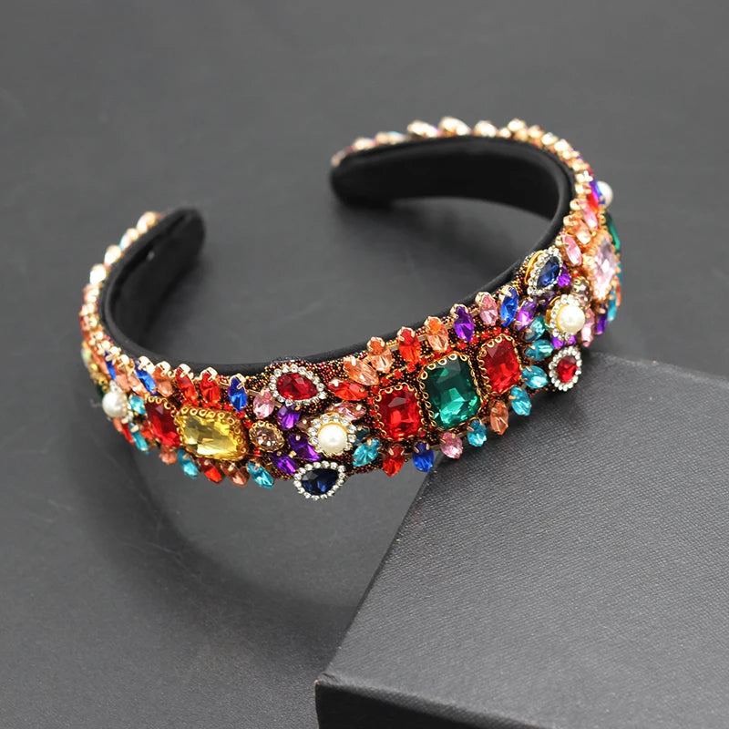 Baroque Pearl Rhinestone Headband for Prom Travel Gift