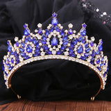 Red Crystal Bride Crown Bridal Tiaras Royal Queen Wedding Hair Jewelry