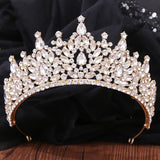 Red Crystal Bride Crown Bridal Tiaras Royal Queen Wedding Hair Jewelry